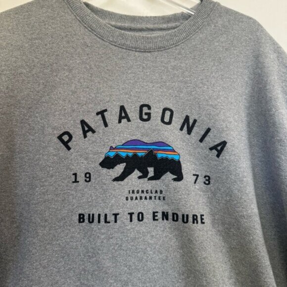 Patagonia Fitz Roy Bear Logo Uprisal Crew Sweat Shirt Top Cotton Arched Gray XL - Picture 5 of 16